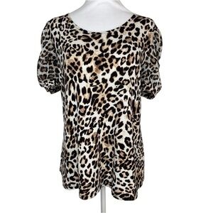 Adele & May Animal Print Short Sleeve Rushing Top Size Medium